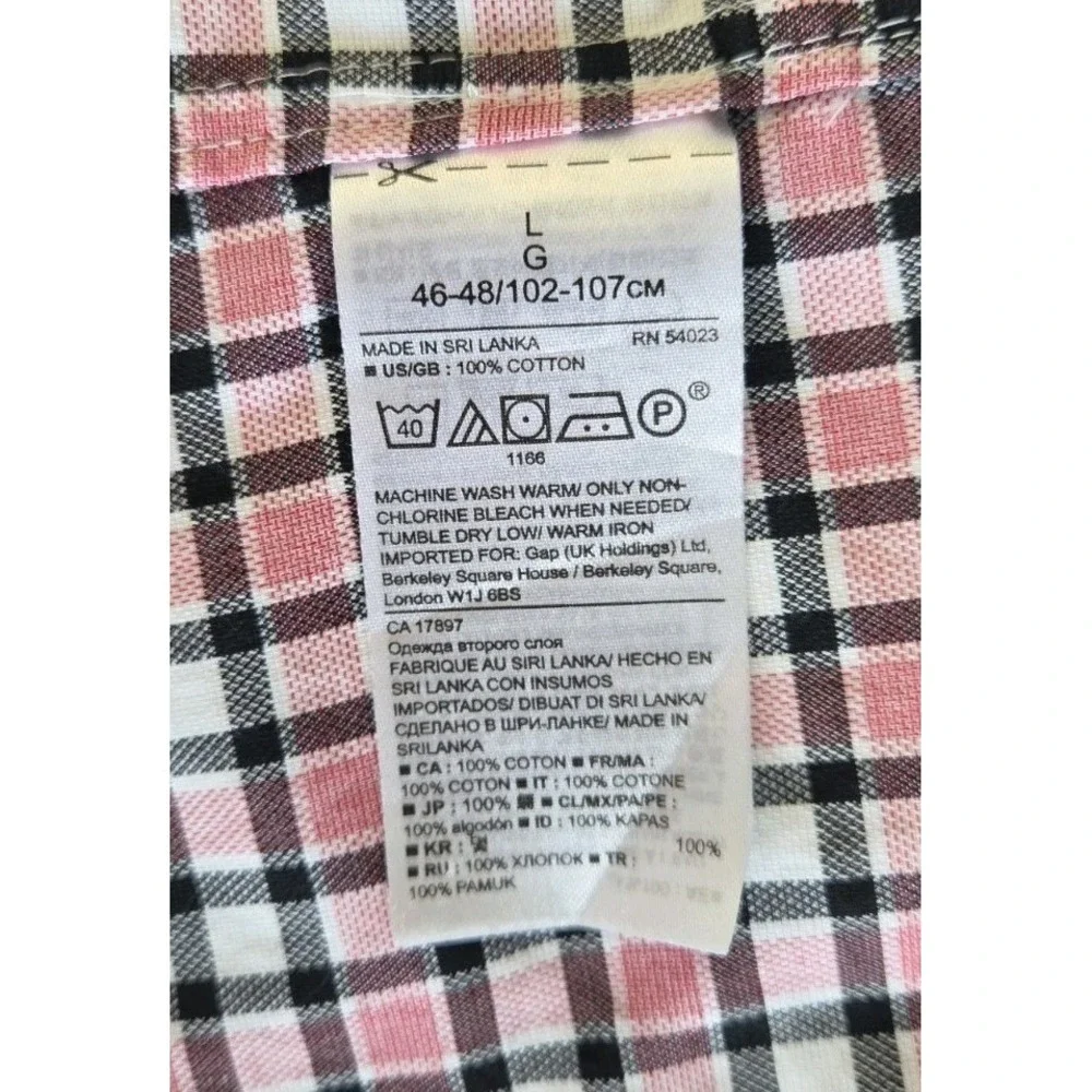 Men's Large Shirt Plaid Banana Republic Camden Fit Button Up Cotton Pink Black